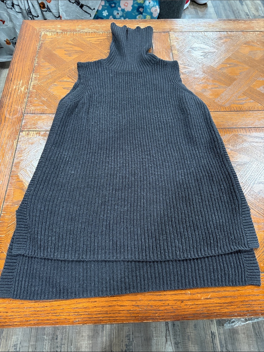 Merona Charcoal Gray Ribbed Sleeveless Cowl Turtleneck Sweater Tunic